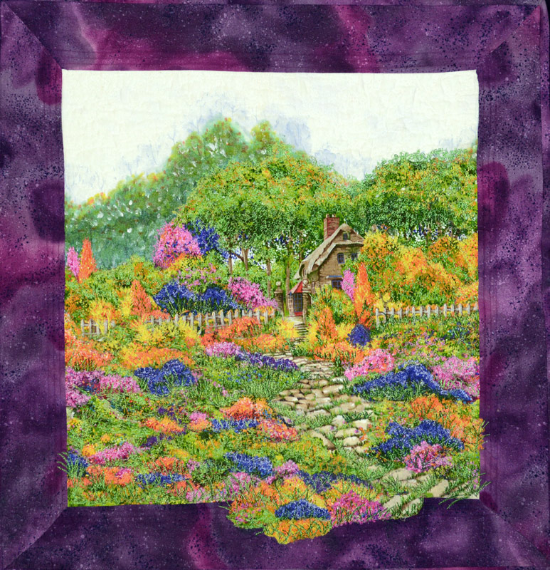 English garden landscape quilt by Joyce R.  Becker