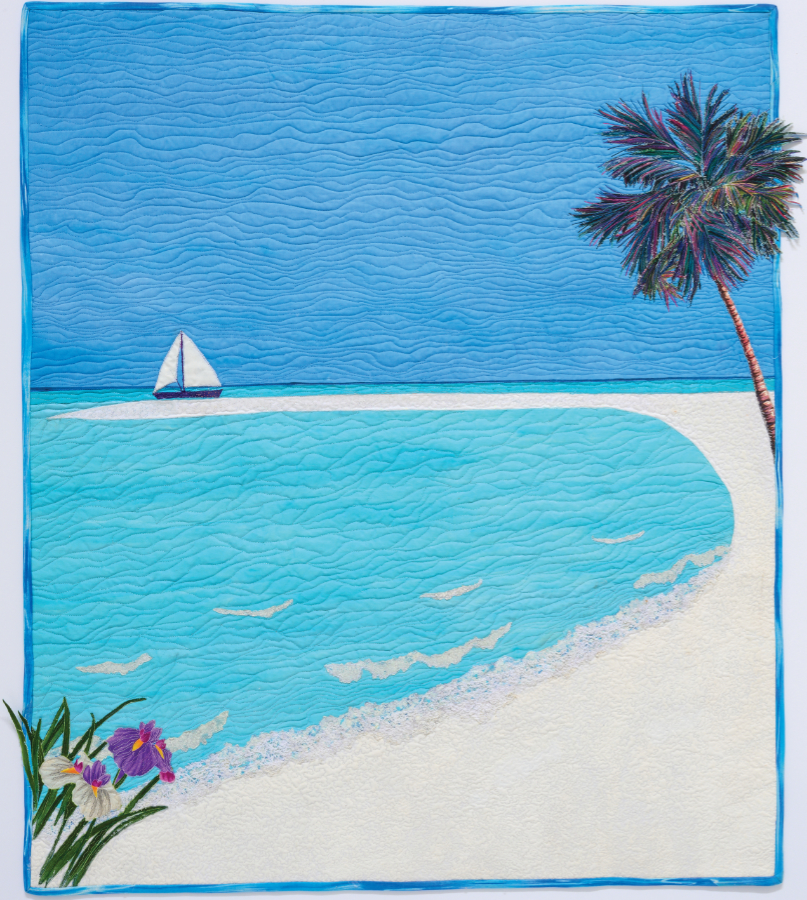beach scene art quilt by Joyce R. Becker